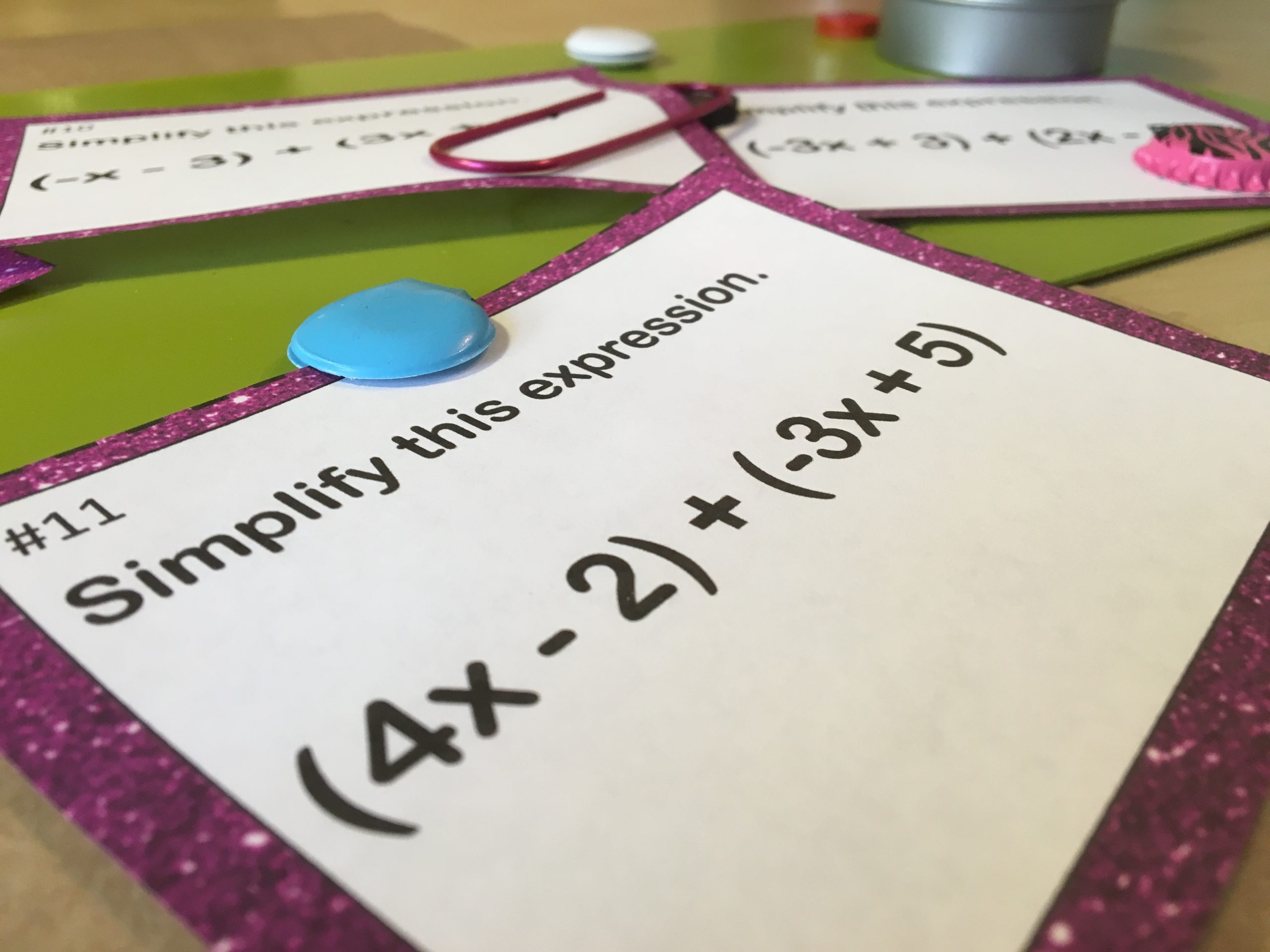 Combining Like Terms with Distributive Property: Task Cards in