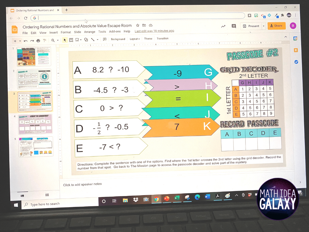 Give students a little extra challenge when comparing & ordering rational numbers with this digital escape room activity. Read all about this and 9 other simple to use but oh-so-engaging ways to practice comparing and ordering rational numbers.