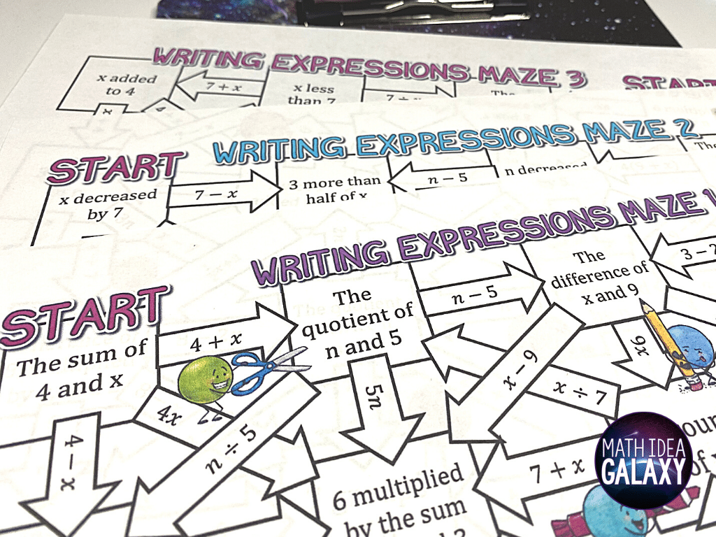 These 3 Writing Expressions mazes are the perfect alternative to traditional expressions worksheets. Students love the challenge of reaching the finish line, and you'll love how easy they are to use. Read more about this and 11 more engaging writing expressions activities.